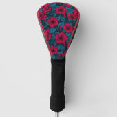 Rode hibiscus bloemen golfheadcover (Voorkant)