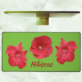 Rode Hibiscus Bloemen Heldergroen Tropisch Bureaumat