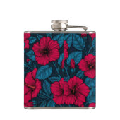 Rode hibiscus bloemen heupfles (Achterkant)