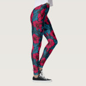 Rode hibiscus bloemen leggings (Rechts)