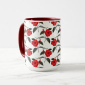 Rode Hibiscus Bloemen Naadloze Achtergrond Mok (Voorkant links)