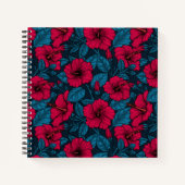 Rode hibiscus bloemen notitieboek (Voorkant)