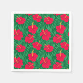 Rode Hibiscus bloemen op groene tropische bladeren Servet (Voorkant)