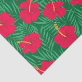 Rode Hibiscus bloemen op groene tropische bladeren Tissuepapier (Detail)