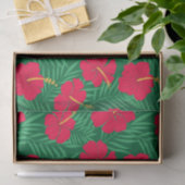 Rode Hibiscus bloemen op groene tropische bladeren Tissuepapier (Geschenk)