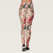 Rode Hibiscus Bloemen op Roze Leggings (Achterkant)