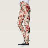 Rode Hibiscus Bloemen op Roze Leggings (Links)