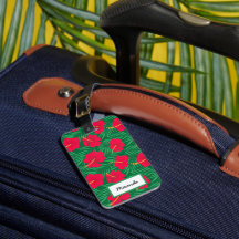 Rode Hibiscus Bloemen op Tropische Bladeren Aangep