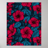 Rode hibiscus bloemen poster (Voorkant)