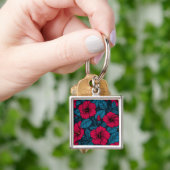 Rode hibiscus bloemen sleutelhanger (Hand)