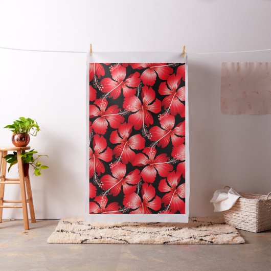 Rode hibiscus bloemen stof (Voorbeeld)