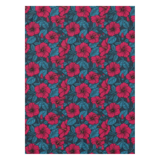Rode hibiscus bloemen tafelkleed (Voorkant)