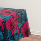 Rode hibiscus bloemen tafelkleed (Voorbeeld)