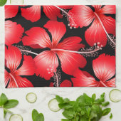 Rode hibiscus bloemen theedoek (Gevouwen)