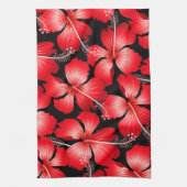 Rode hibiscus bloemen theedoek (Verticaal)