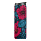 Rode hibiscus bloemen thermosbeker (Gedraaid links)