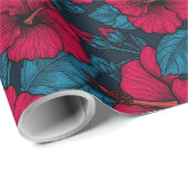 Rode hibiscus-bloemen, verpakkingspapier cadeaupapier (Rol Hoek)