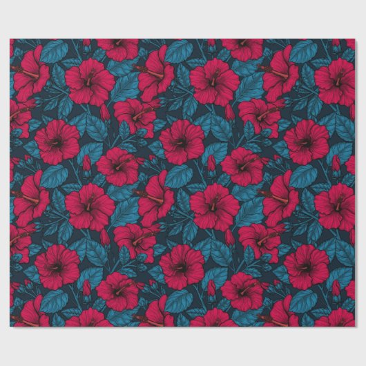 Rode hibiscus-bloemen, verpakkingspapier cadeaupapier (Vlak)