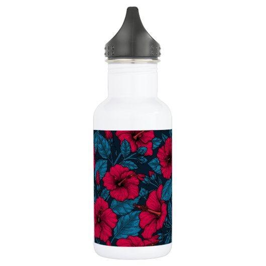Rode hibiscus bloemen waterfles  (Links)