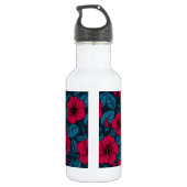 Rode hibiscus bloemen waterfles (Achterkant)