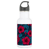 Rode hibiscus bloemen waterfles  (Voorkant)