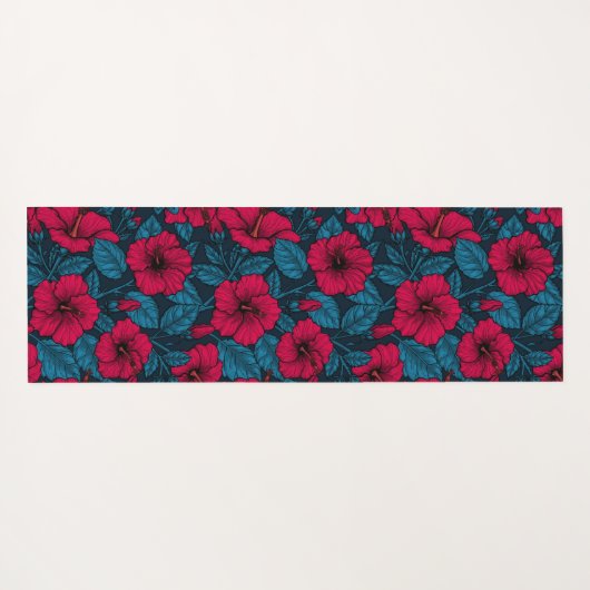 Rode hibiscus bloemen yoga mat (Achterkant (horizontaal))