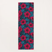 Rode hibiscus bloemen yoga mat (Achterkant)