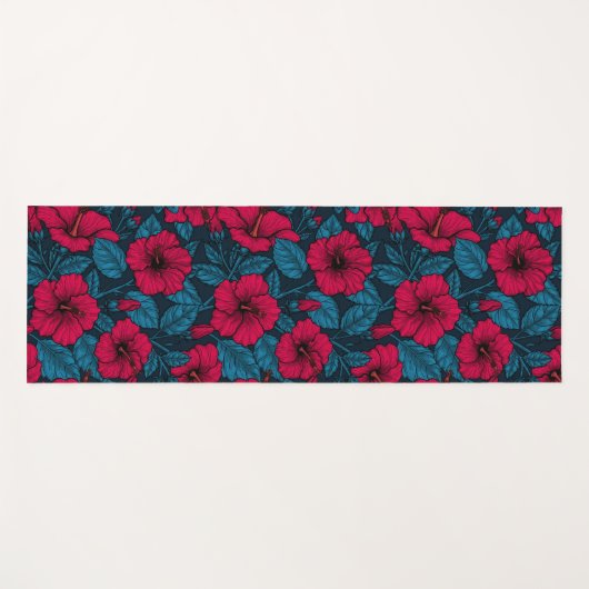 Rode hibiscus bloemen yoga mat (Voorkant (horizontaal))