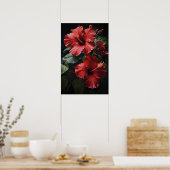 Rode Hibiscus Bloemenkunst Print Poster (Keuken)