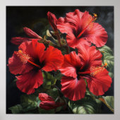 Rode Hibiscus Bloemenkunst Print Poster (Voorkant)
