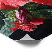 Rode Hibiscus Bloemenkunst Print Poster (Hoek)