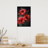 Rode Hibiscus Bloemenkunst Print Poster (Keuken)