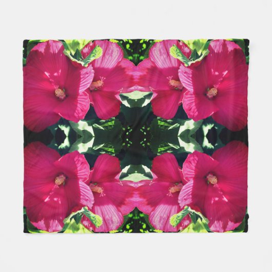 Rode Hibiscus bloemenpaar Abstract Fleece Deken (Voorkant (Horizontaal))