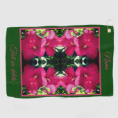 Rode Hibiscus Bloempaar Abstract gepersonaliseerd Golfhanddoek (Horizontaal)