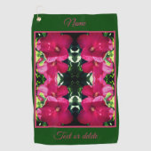 Rode Hibiscus Bloempaar Abstract gepersonaliseerd Golfhanddoek (Voorkant)