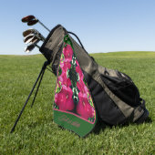 Rode Hibiscus Bloempaar Abstract gepersonaliseerd Golfhanddoek (Groen)