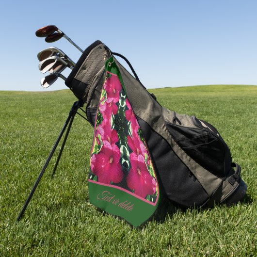 Rode Hibiscus Bloempaar Abstract gepersonaliseerd Golfhanddoek (Groen)