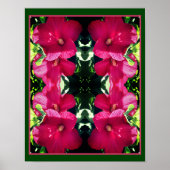 Rode Hibiscus Bloempaar Close-up Mirror Abstract Poster (Voorkant)