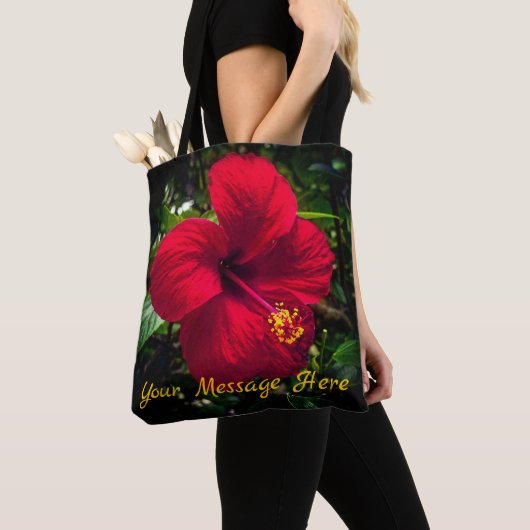 "Rode Hibiscus" Boodschappentas Tote Bag (Dichtbij)