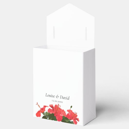 Rode Hibiscus Bruiloft Favor Box Bedankdoosjes (Geopend)