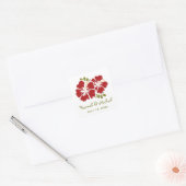 Rode Hibiscus bruiloft gunst Sticker zegel (Envelop)