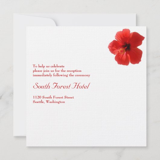 Rode Hibiscus bruiloft uitnodiging (Achterkant)