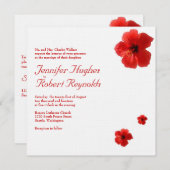 Rode Hibiscus bruiloft uitnodiging (Voorkant / Achterkant)