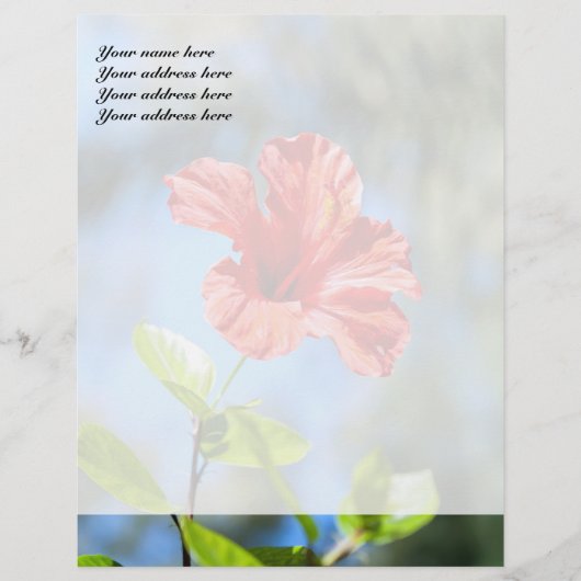 Rode Hibiscus Custom Letterhead Briefhoofd (Voorkant)