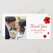 Rode Hibiscus dank u aangepaste fotokaart Bedankkaart (Voorkant / Achterkant)