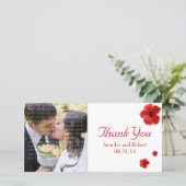 Rode Hibiscus dank u aangepaste fotokaart Bedankkaart (Staand voorkant)