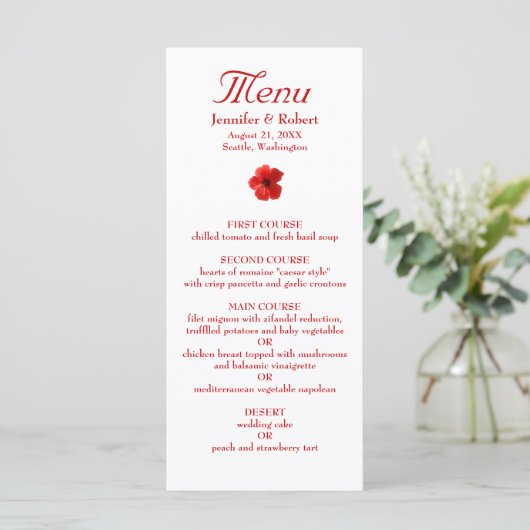 Rode Hibiscus Diner Menu (Staand voorkant)