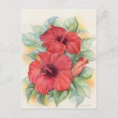Rode Hibiscus Floral tropische Waterverf kunst Briefkaart (Voorkant)