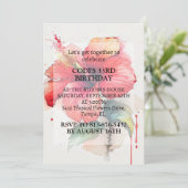 Rode Hibiscus Flower Art Verjaardagsfeest Kaart (Staand voorkant)