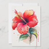Rode Hibiscus Flower Art Verjaardagsfeest Kaart (Achterkant)